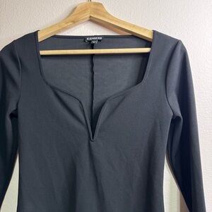 Express Charcoal V-Neck Blouse